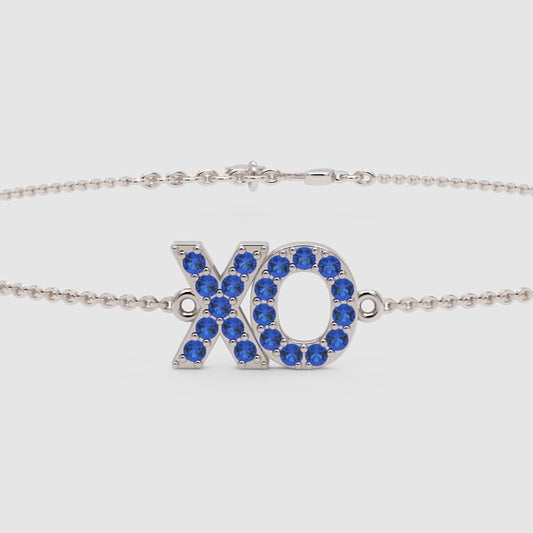 Blue Sapphire Xo Hugs And Kisses Bracelet - One