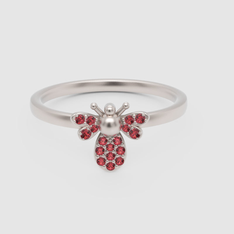 Ruby Bee Ring With Pav Wings And Antennae - Four