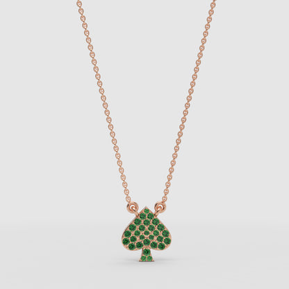 Green Crystal Spade Pendant Necklace - Four