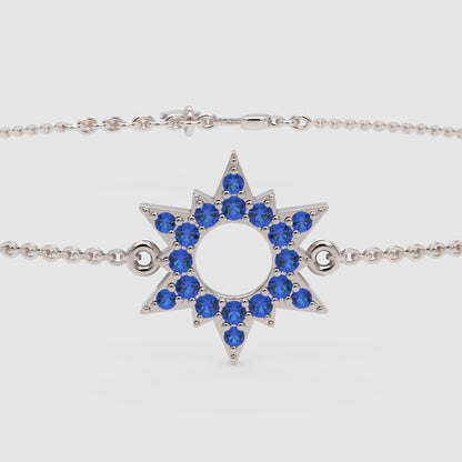 Blue Sapphire Starburst Bracelet With Open Center Design - One