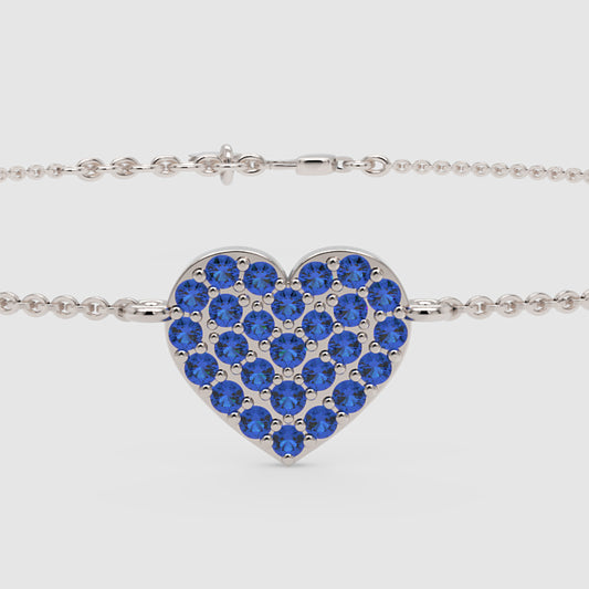 Blue Sapphire Pav Heart Bracelet - One