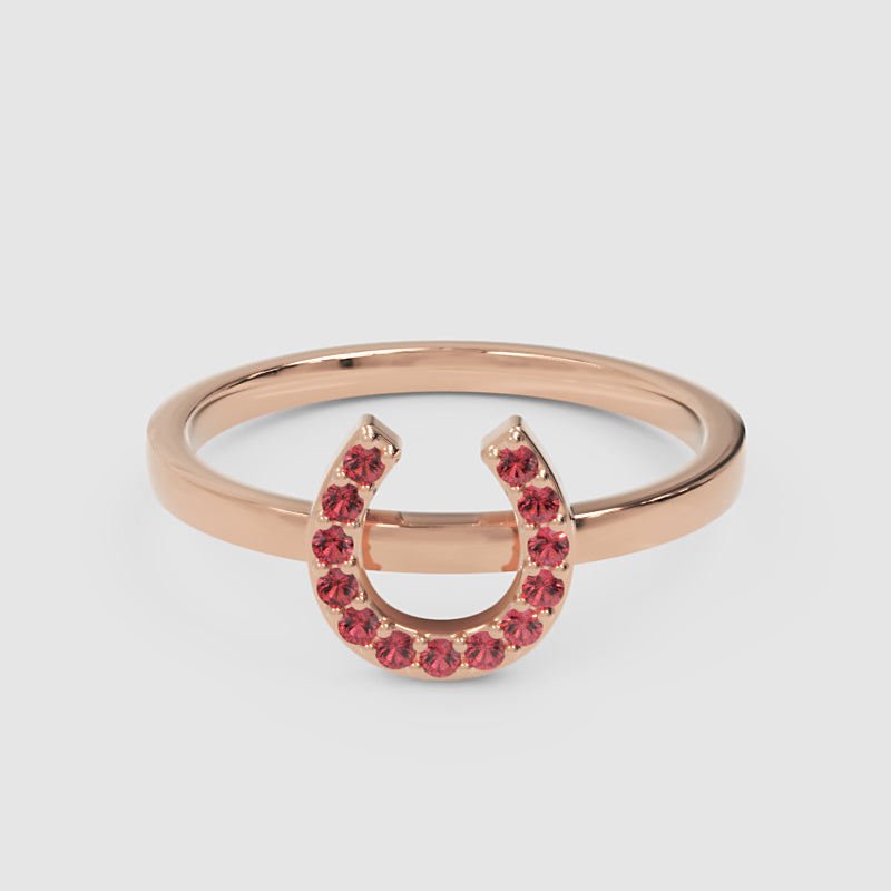 Pink Crystal Horseshoe Ring - One