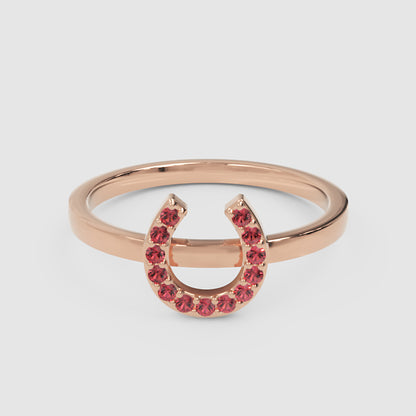 Pink Crystal Horseshoe Ring - One