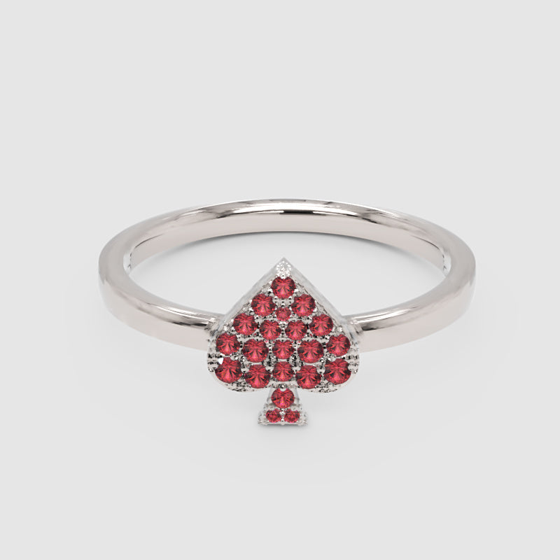 Ruby Spade Stackable Ring Rose Tone Pav Design - Four