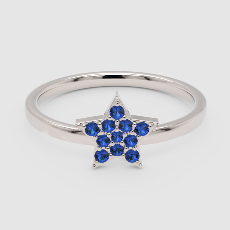 Blue Sapphire Star Cluster Ring - One
