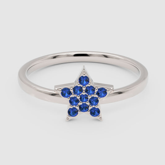 Blue Sapphire Star Cluster Ring - One