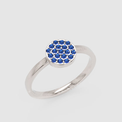 Blue Sapphire Cluster Pav Ring - Three