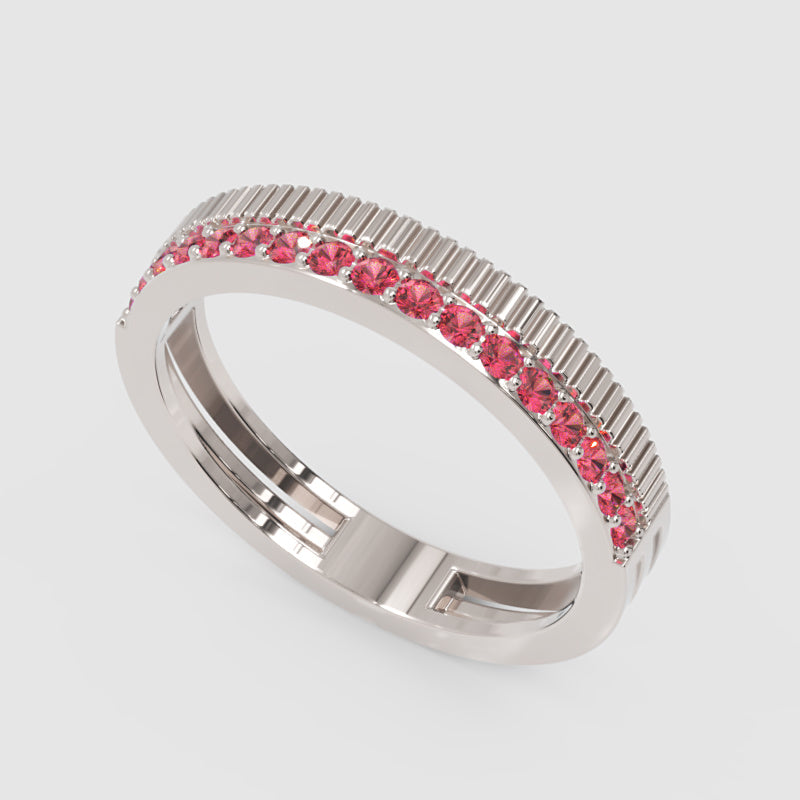 Gold Ruby Band Ring 4Mm – Minimal Textured Stackable Ring | Jebij - Five