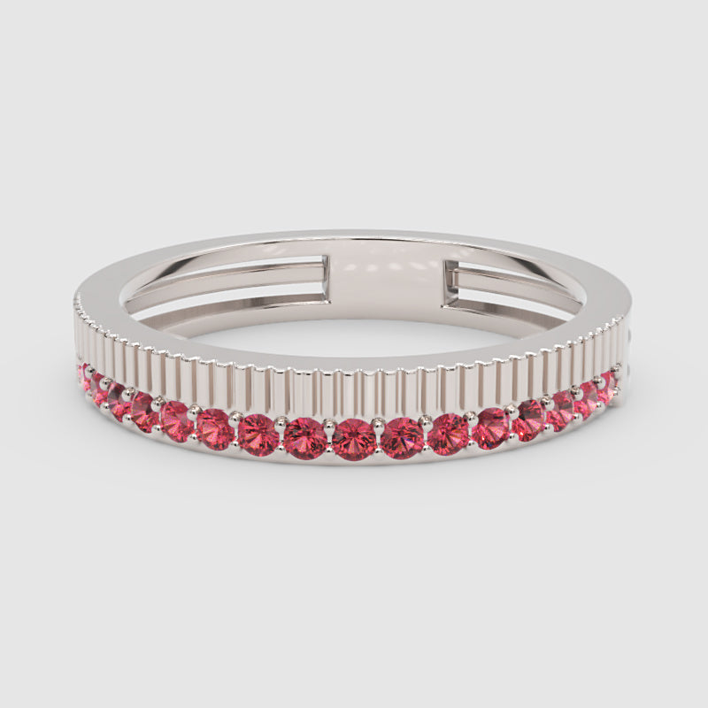 Gold Ruby Band Ring 4Mm – Minimal Textured Stackable Ring | Jebij - Four