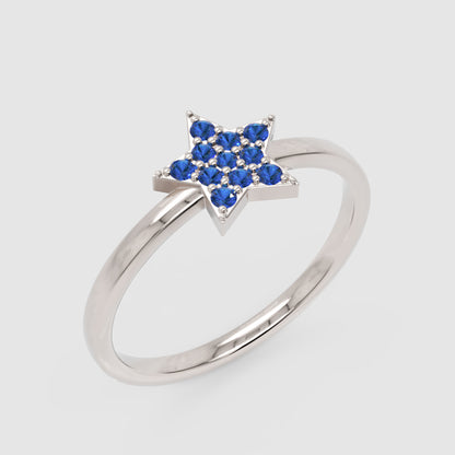 Blue Sapphire Star Cluster Ring - Three