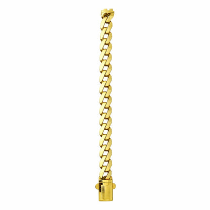Bold Men’s Gold Chain Bracelet Wide Cuban Curb Style - Five