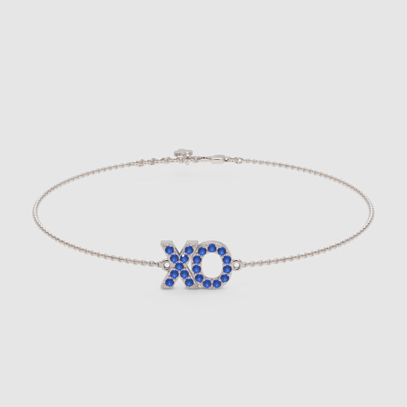Blue Sapphire Xo Hugs And Kisses Bracelet - Three