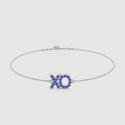 Blue Sapphire Xo Hugs And Kisses Bracelet - Three