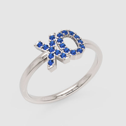 Blue Sapphire Xo Hugs And Kisses Ring - Three