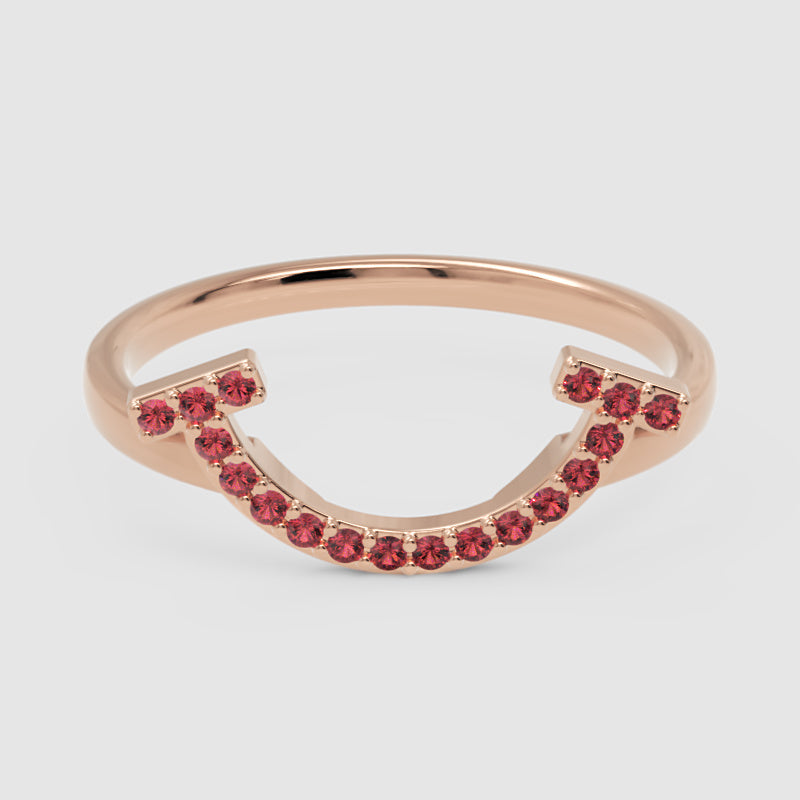 Ruby Lab Grown Gemstone Horseshoe Ring - One