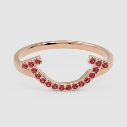 Ruby Lab Grown Gemstone Horseshoe Ring - One