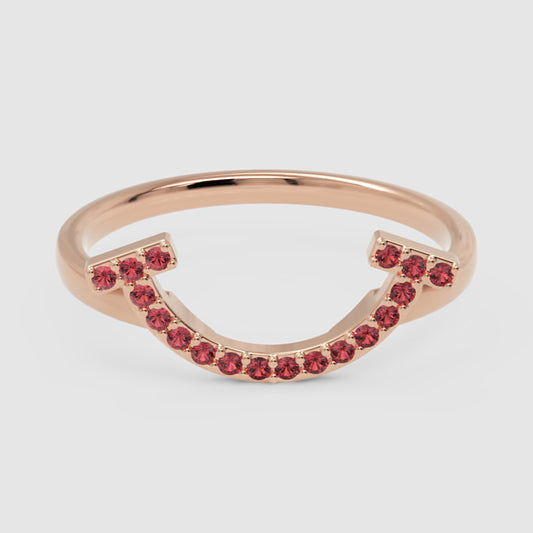 Ruby Lab Grown Gemstone Horseshoe Ring - One