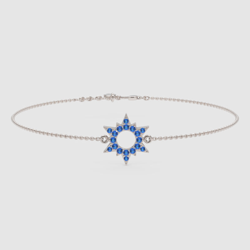Blue Sapphire Starburst Bracelet With Open Center Design - Three