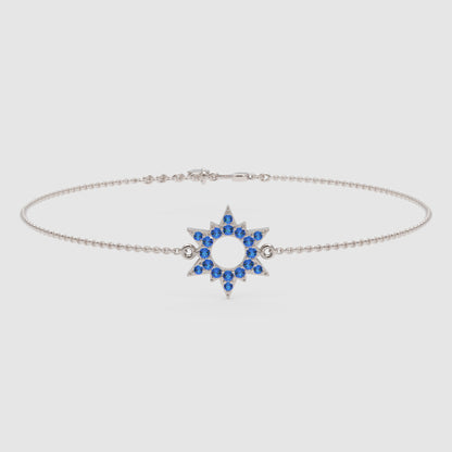 Blue Sapphire Starburst Bracelet With Open Center Design - Three