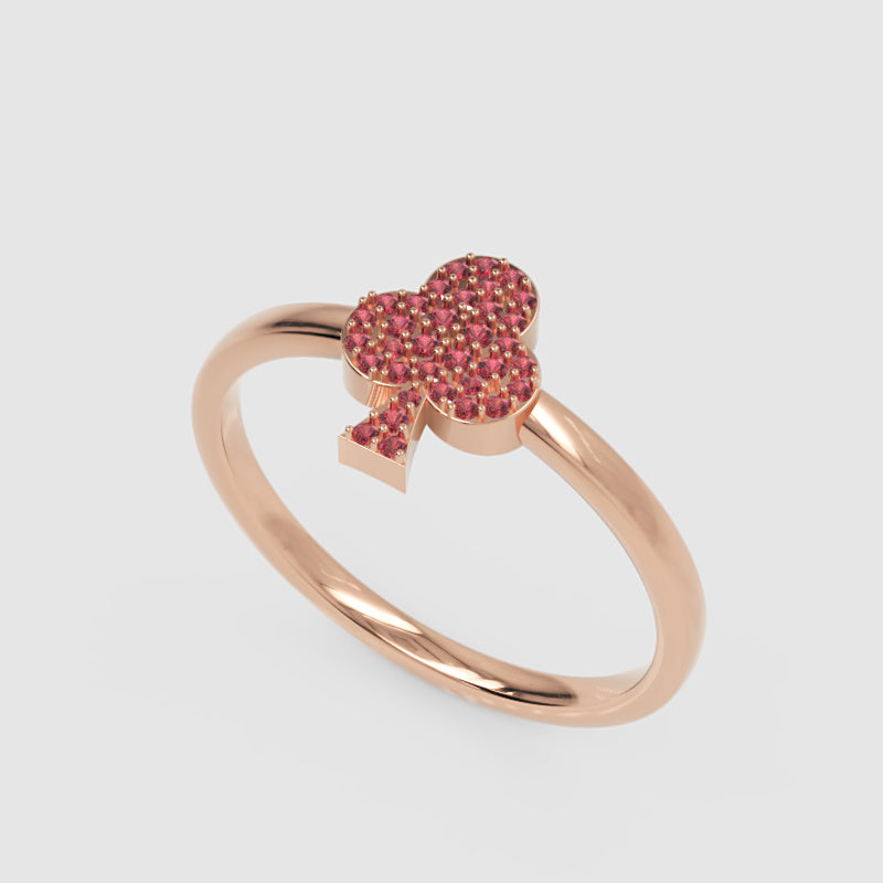 Ruby Clover Charm Stackable Ring - Four