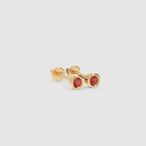 Red Crystal Bezel Set Stud Earrings