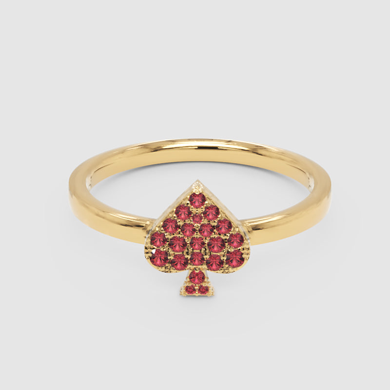 Ruby Spade Stackable Ring Rose Tone Pav Design - Six