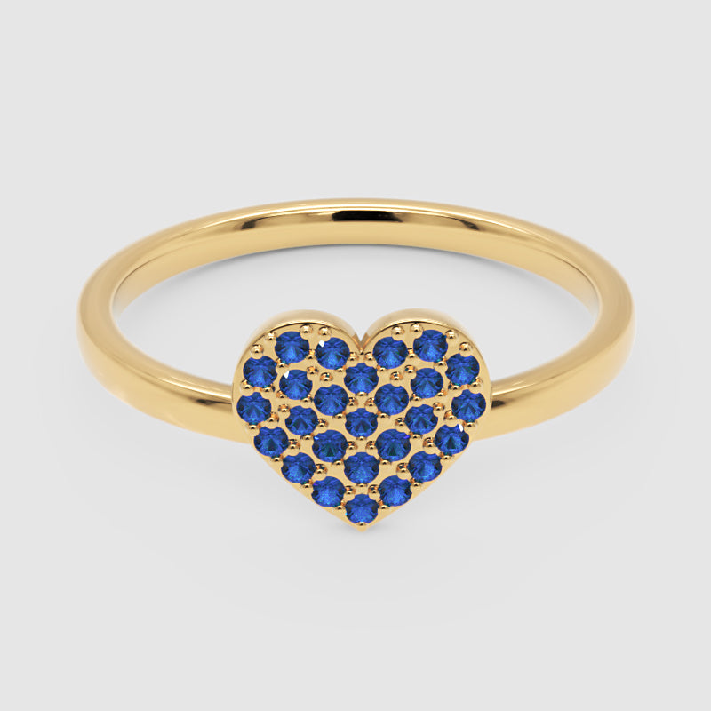 Blue Sapphire Pav Heart Ring - Four