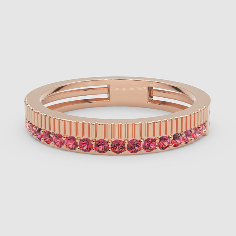 Gold Ruby Band Ring 4Mm – Minimal Textured Stackable Ring | Jebij - Six