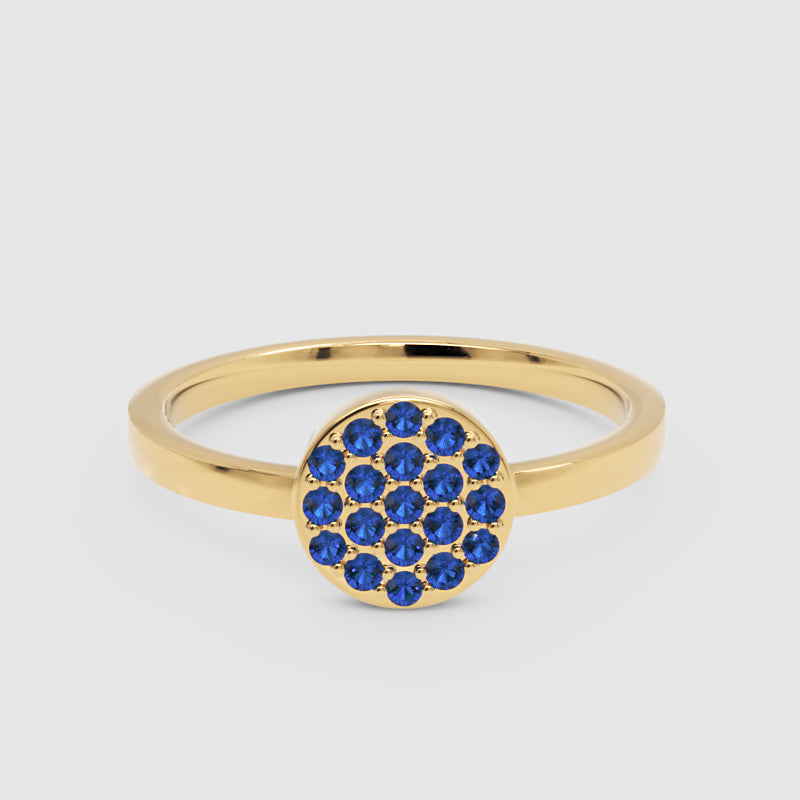 Blue Sapphire Cluster Pav Ring - Four