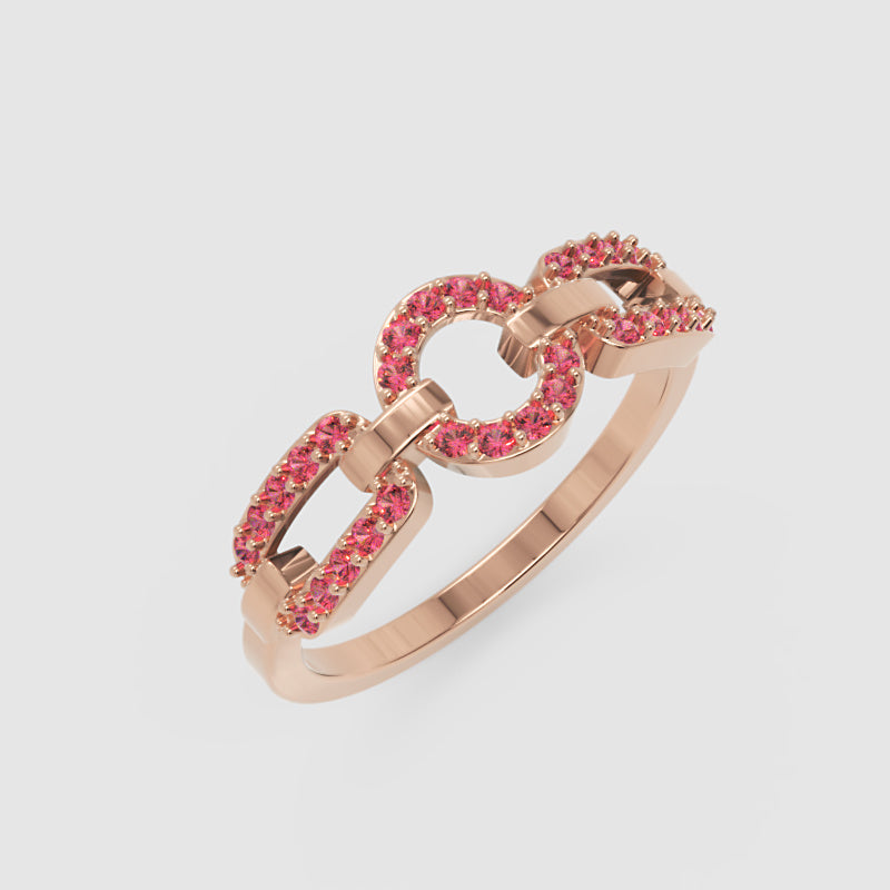 Ruby Circular Link Ring In White Gold | Double Pave Interlocking Chain Statement Luxury Ring For Women | Jebij - Seven