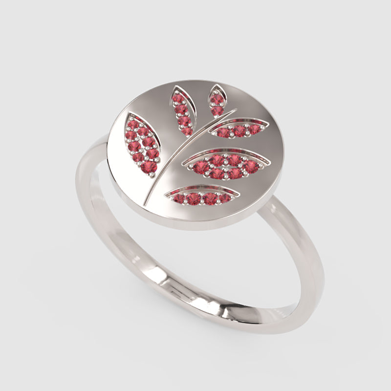 Pink Sapphire Leaf Disc Ring - Four