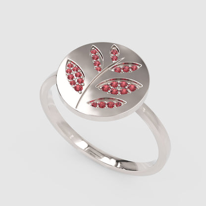Pink Sapphire Leaf Disc Ring - Four
