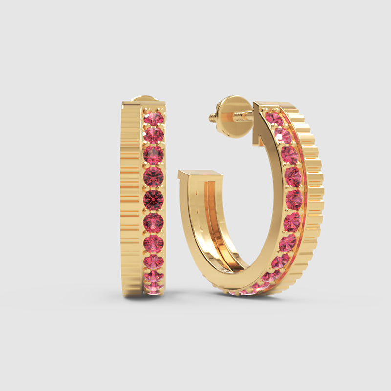 Lab-Grown Ruby Hoop Earrings In White Gold – Classic Red Statement Hoops | Jebij - Four