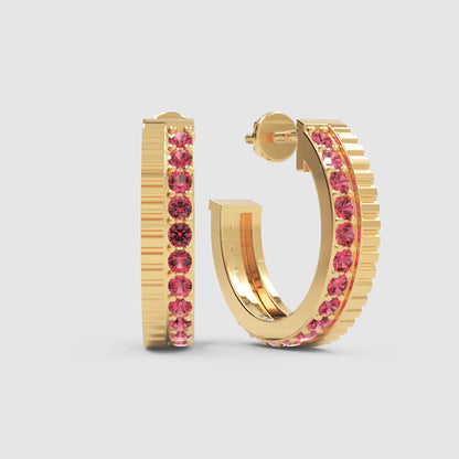 Lab-Grown Ruby Hoop Earrings In White Gold – Classic Red Statement Hoops | Jebij - Four
