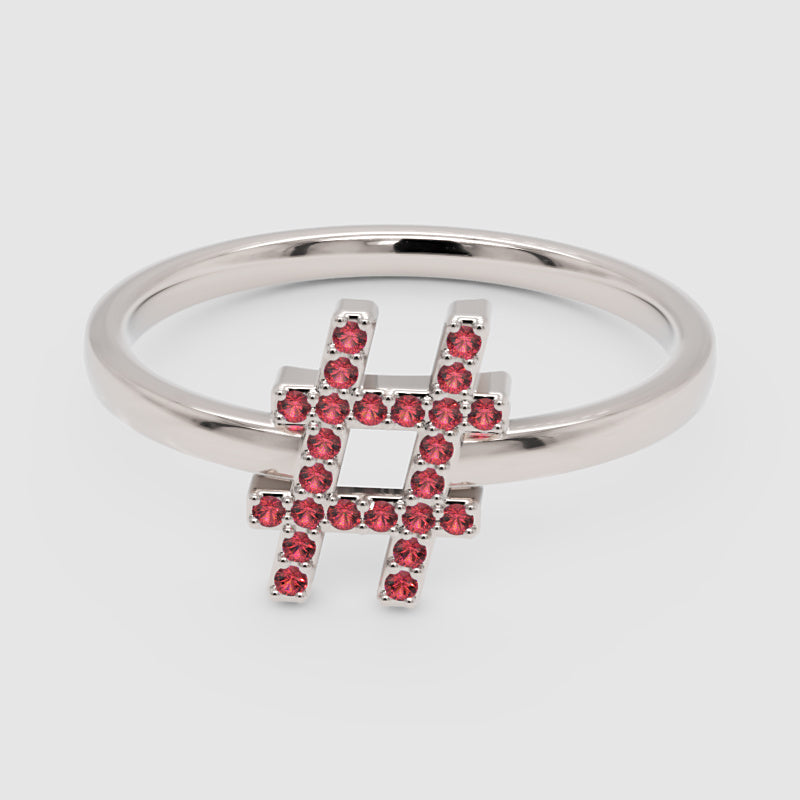 Ruby Hashtag Symbol Ring In Rose Tone - Seven