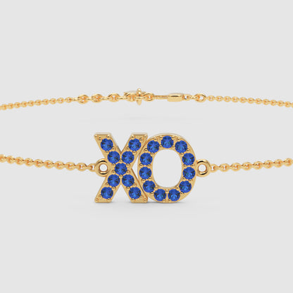Blue Sapphire Xo Hugs And Kisses Bracelet - Four