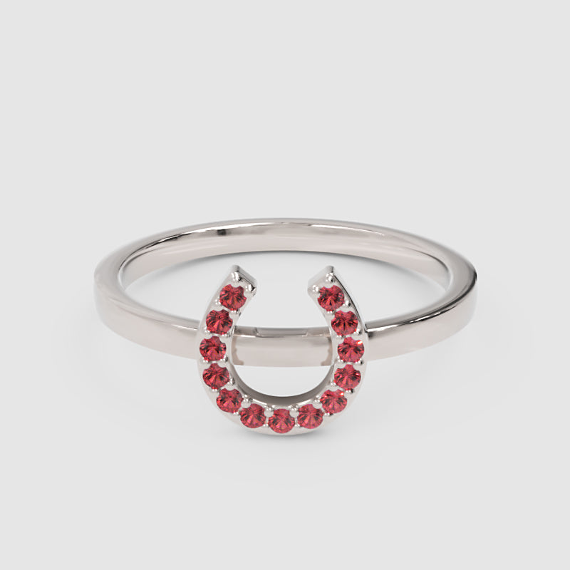 Pink Crystal Horseshoe Ring - Four