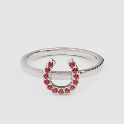 Pink Crystal Horseshoe Ring - Four