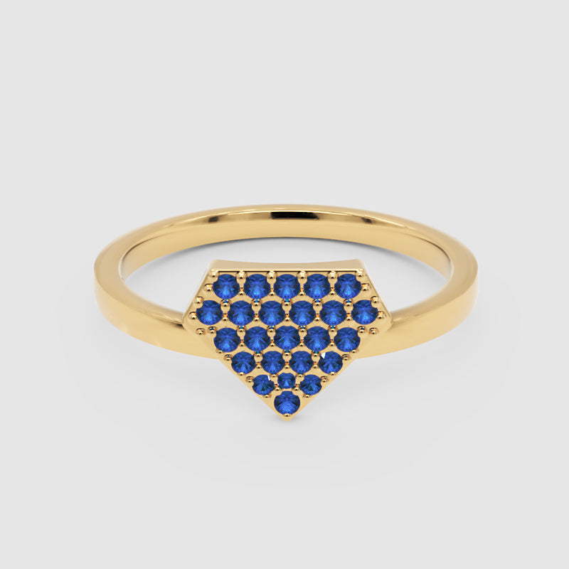 Blue Sapphire Pav Triangle Cluster Ring - Four