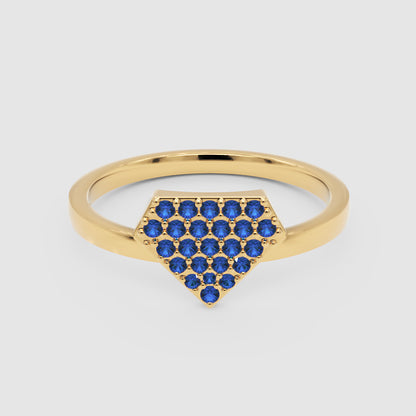 Blue Sapphire Pav Triangle Cluster Ring - Four