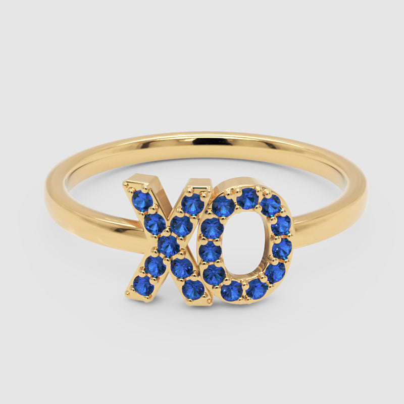 Blue Sapphire Xo Hugs And Kisses Ring - Four