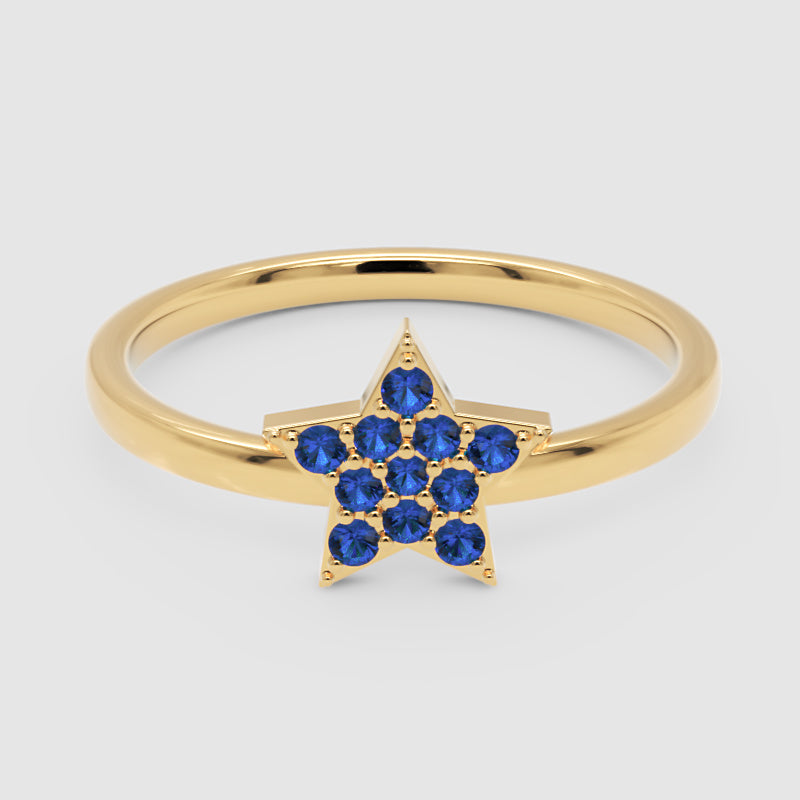 Blue Sapphire Star Cluster Ring - Four