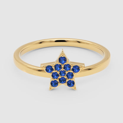 Blue Sapphire Star Cluster Ring - Four