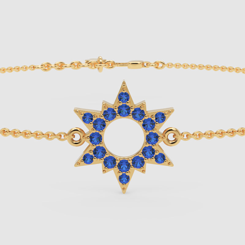 Blue Sapphire Starburst Bracelet With Open Center Design - Four
