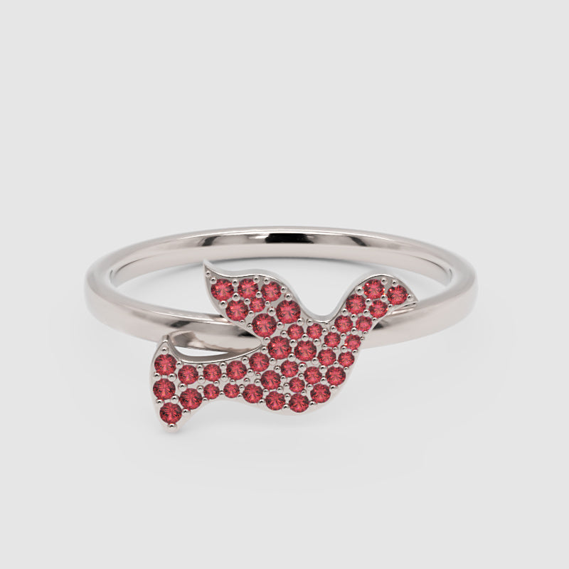 Pav Ruby Butterfly Ring In Rose Tone - Four