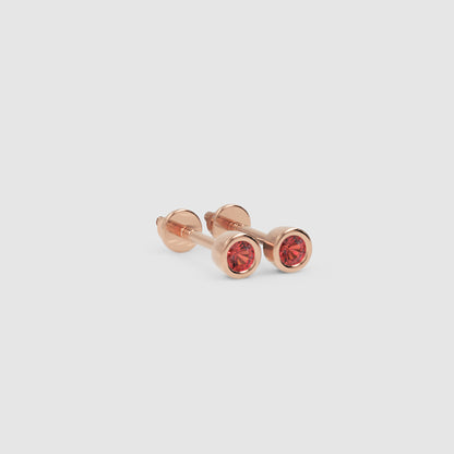 Red Crystal Bezel Set Stud Earrings - Six