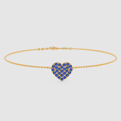Blue Sapphire Pav Heart Bracelet - Five