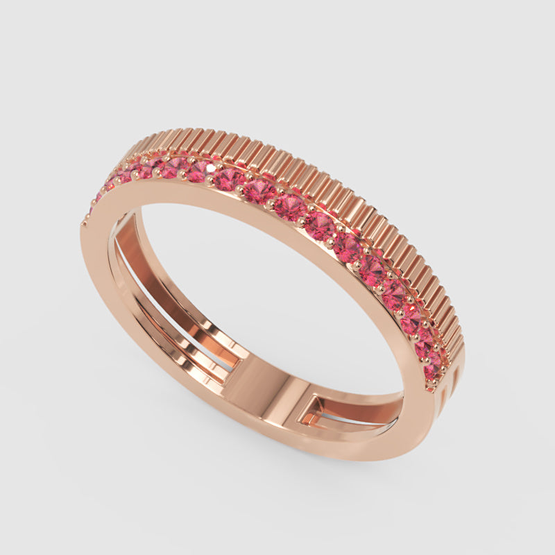 Gold Ruby Band Ring 4Mm – Minimal Textured Stackable Ring | Jebij - Seven