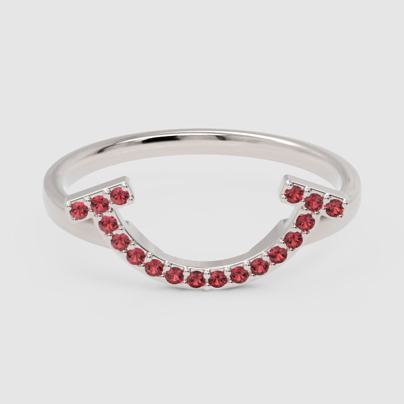 Ruby Lab Grown Gemstone Horseshoe Ring - Four