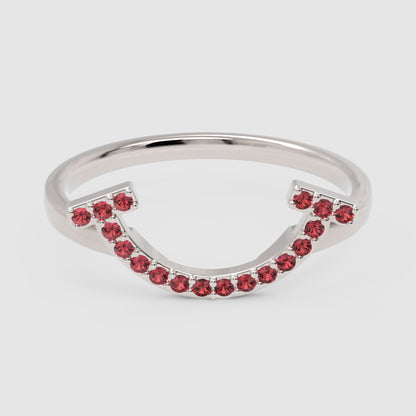 Ruby Lab Grown Gemstone Horseshoe Ring - Four